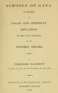 Cover of Schools of Gaul in the last century of the Western Empire — Key Ideas to Explore